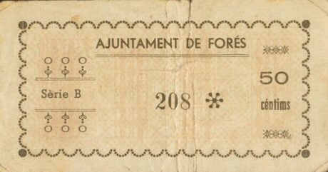 Реверс банкноты 50 centymów Fores (Hiszpania) 1937