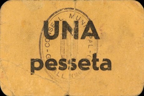 Реверс банкноты 1 peseta Godall (Hiszpania) 1937