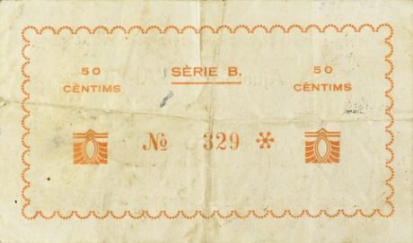 Реверс банкноты 50 сантимов Амполья (Испания) 1937 года