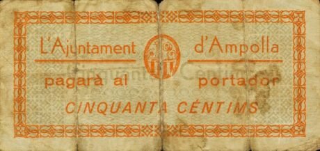 Аверс банкноты 50 сантимов Амполья (Испания) 1937 года