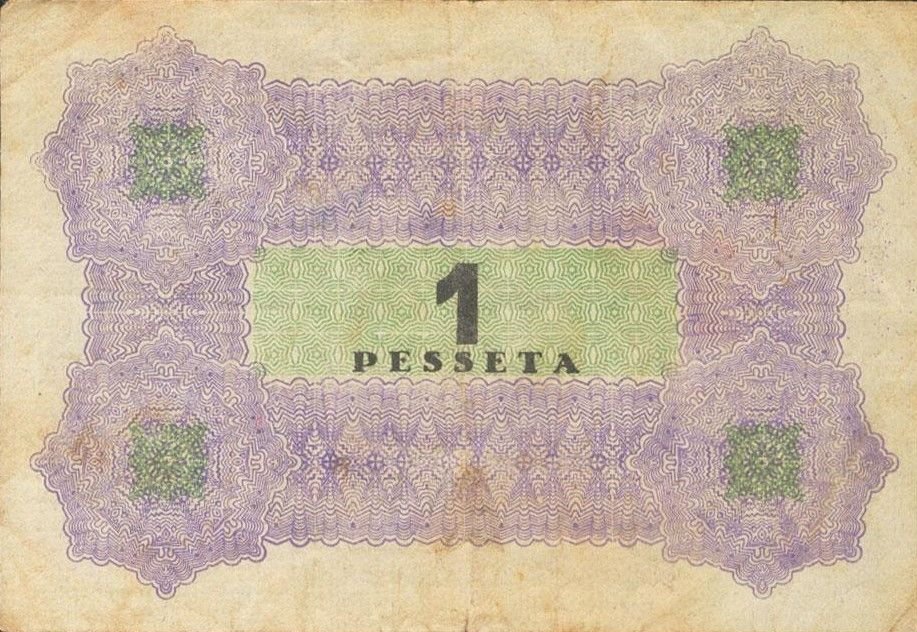 Реверс банкноты 1 песета Ла Бисбаль дель Пенедес (Испания) 1937 года