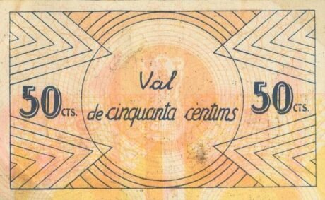 Реверс банкноты 50 сантимов Ла Рапита дель Альфакс (Испания) 1937 года