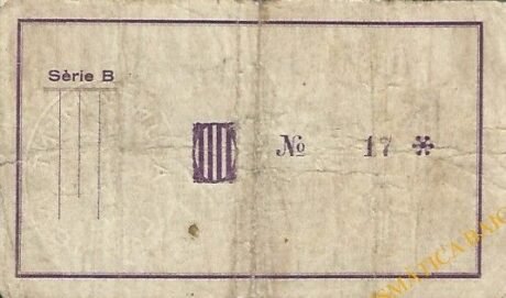 Реверс банкноты 50 сантимов Ла Риба (Испания) 1937 года