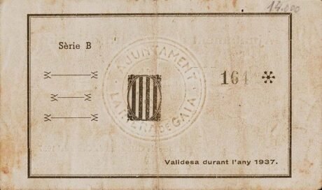 Реверс банкноты 50 сантимов Ла Риера де Гайя (Испания) 1937 года