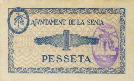 Реверс банкноты 1 песета ла сения (Испания) 1937 года