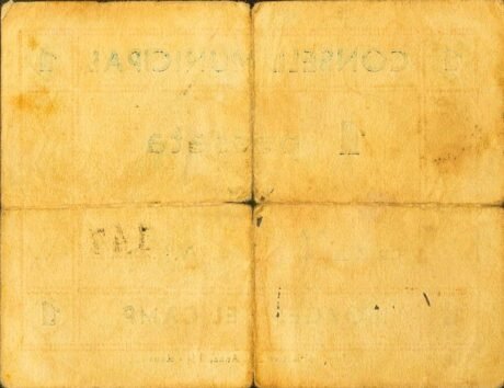 Реверс банкноты 1 песета Борхес дель Камп (Испания)