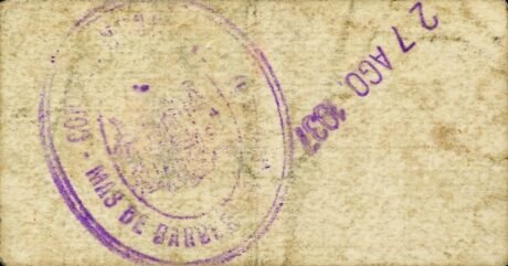 Реверс банкноты 50 centymów Mas de Barberans (Hiszpania) 1937