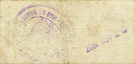 Rewers banknotu 1 peseta Mas de Barberans (Hiszpania) 1937