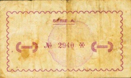 Реверс банкноты 1 peseta Mont Roig (Spain) 1937