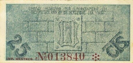 Реверс банкноты 25 Santimo Mont Blanc (Hiszpania) 1937