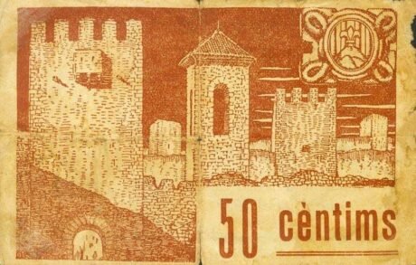 Реверс банкноты 50 сентимо Монблан (Испания) 1937 года