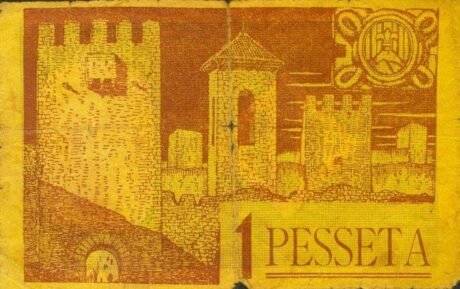 Реверс банкноты 1 песета Монблан (Испания) 1937 года