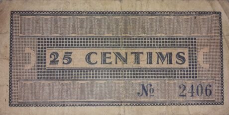 Реверс банкноты 25 centymów Montbrio del Camp (Hiszpania) 1937