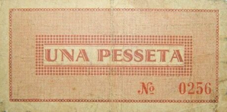 Реверс банкноты 1 peseta Montbrió del Camp (Hiszpania) 1937