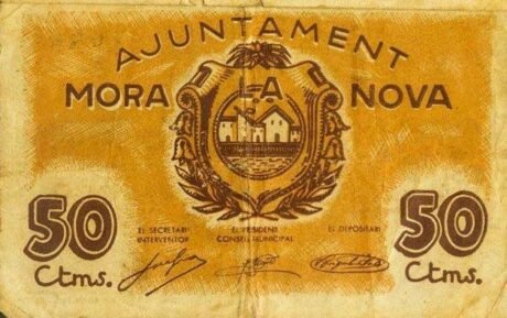 Аверс банкноты 50 centymów Mora la Nova (Hiszpania) 1937