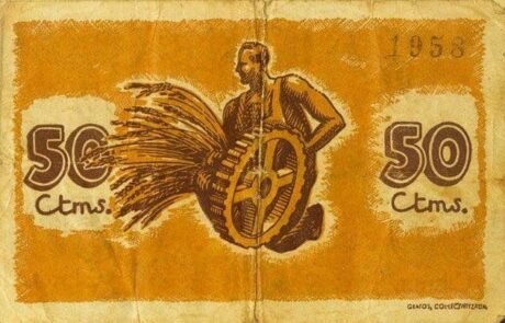 Реверс банкноты 50 centymów Mora la Nova (Hiszpania) 1937