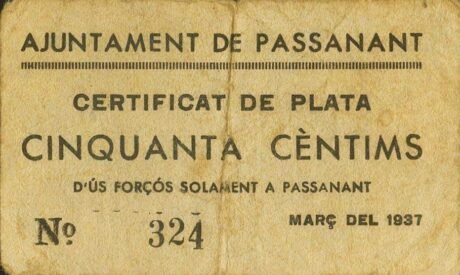 Аверс банкноты 50 centymów Passanante (Hiszpania) 1937