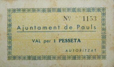 Аверс банкноты 1 peseta Pauls (Hiszpania) 1937
