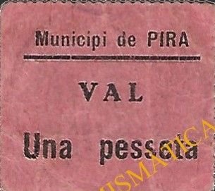 Аверс банкноты 1 песета Пира (Испания)