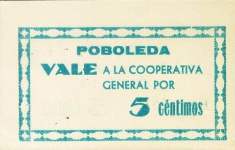Реверс банкноты 5 centymów Poboleda (Hiszpania)