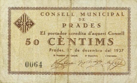 Аверс банкноты 50 centymów Prad (Hiszpania) 1937