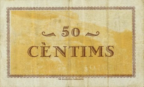 Реверс банкноты 50 centymów Prad (Hiszpania) 1937