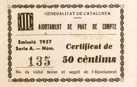 Аверс банкноты 50 centymów Prat de Comte (Hiszpania) 1937