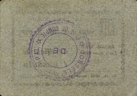 Реверс банкноты 1 peseta Prat de Comte (Hiszpania) 1937