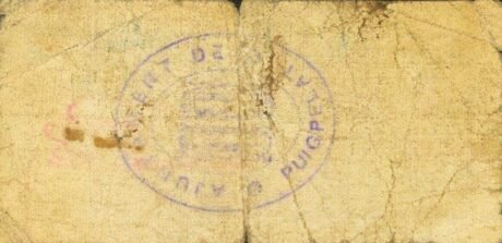 Реверс банкноты 1 peseta Puigpelat (Spain) 1937