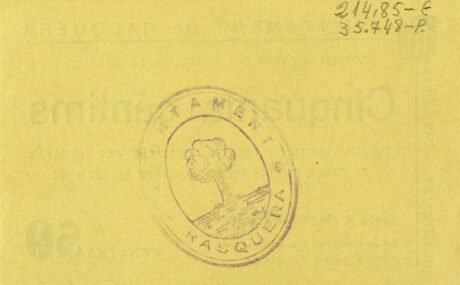 Реверс банкноты 50 сантимов Раскера (Испания) 1937 года