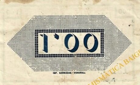 Реверс банкноты 1 peseta Rodonya (Spain) 1937