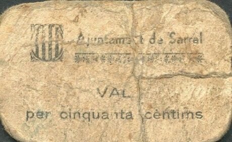 Аверс банкноты 50 centymów Sarral (Hiszpania)