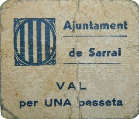 Аверс банкноты 1 песета Сарраль (Испания) 1937 года