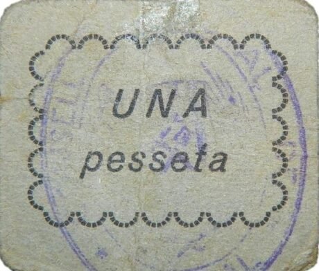 Реверс банкноты 1 песета Сарраль (Испания) 1937 года