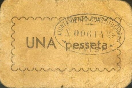 Реверс банкноты 1 peseta Tivissa (Spain) 1937