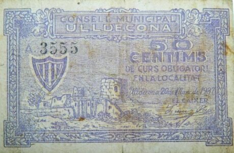 Аверс банкноты 50 centymów Uldecona (Hiszpania) 1937