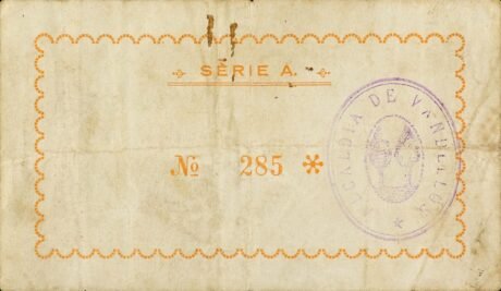 Реверс банкноты 1 peseta Vandellos (Hiszpania) 1937