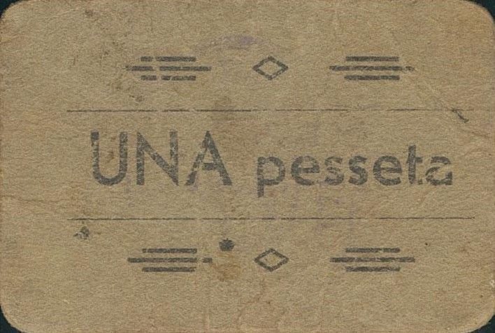 Реверс банкноты 1 песета Вандельос (Испания) 1937 года