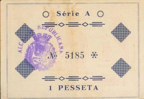 Реверс банкноты 1 песета Вила-сека де Сольчина (Испания) 1937 года
