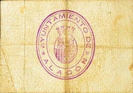 Реверс банкноты 1 peseta Alacón (Spain) 1937