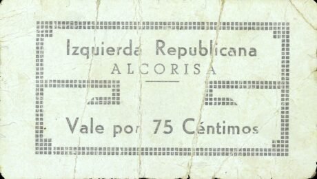 Аверс банкноты 75 сантимов Алькориса (Испания)