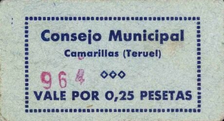 Аверс банкноты 0,25 peset Camarillas (Hiszpania)