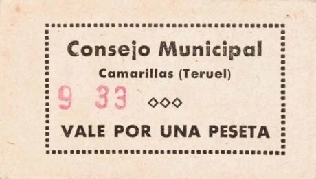 Аверс банкноты 1 peseta Camarillas (Spain)