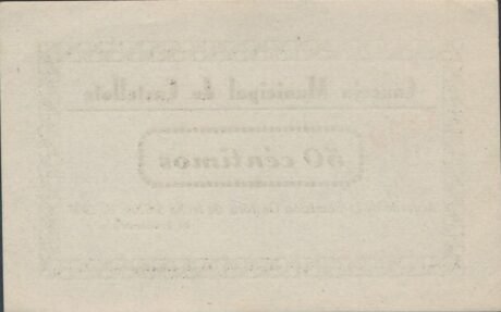 Реверс банкноты 50 сантимов Кастеллоте (Испания) 1937 года