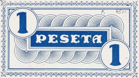 Реверс банкноты 1 песета Эстеркуэль (Испания) 1937 года