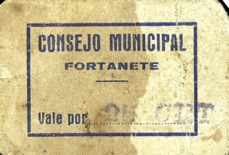 Аверс банкноты 25 сантимов Фортанете (Испания)