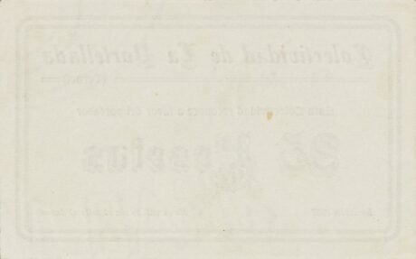 Реверс банкноты 25 peset La Portellada (Hiszpania) 1937