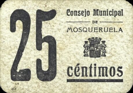 Аверс банкноты 25 centymów Mosqueruela (Hiszpania)