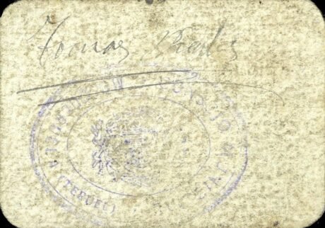 Реверс банкноты 25 centymów Mosqueruela (Hiszpania)