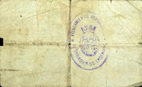 Реверс банкноты 25 centymów Peñaroya de Tastavins (Hiszpania) 1937